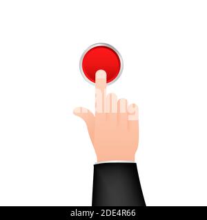 Flat button hand for web design. Push touch screen. Click button. Vector stock illustration. Stock Vector