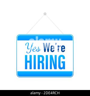 We re Hiring web banner. Megaphone With We are Hiring Speech on green background. Vector illustration. Stock Vector