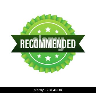 Recommend icon. White label recommended on green background. Vector illustration. Stock Vector
