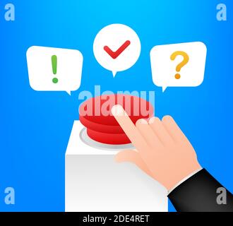 Quiz Button with speech bubble symbols, concept of questionnaire show sing, quiz button. Vector illustration. Stock Vector