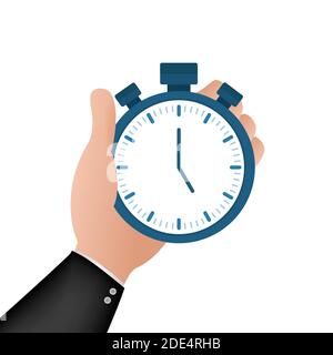 Timer hand in cartoon style. Business management. Stopwatch icon vector. Time management. Vector stock illustration. Stock Vector