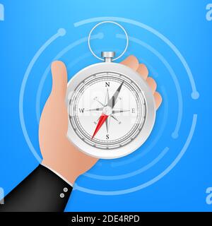 Compass on white background. Flat vector navigation symbol. Vector stock illustration. Stock Vector
