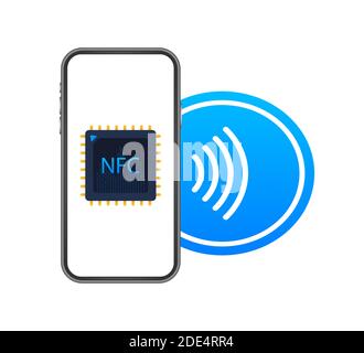 Contactless wireless pay sign logo. NFC technology. Vector stock illustration. Stock Vector