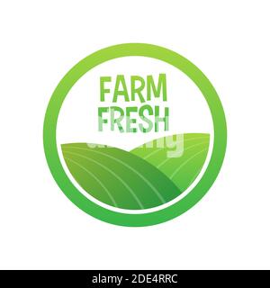 Farm Fresh icon, label on white background. Vector stock illustration. Stock Vector