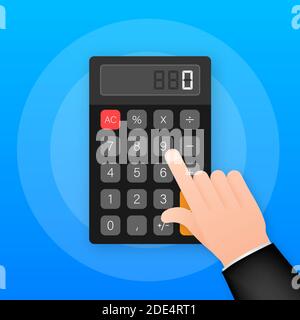 Black calculator white background. Modern design. Electronic portable calculator. Vector stock illustration. Stock Vector