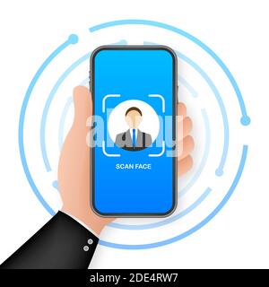 Face recognition concept design. Can use for web banner, infographics, hero images. Vector illustration. Stock Vector