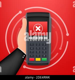 POS Payment terminals. Rejected payment. Vector stock illustration. Stock Vector
