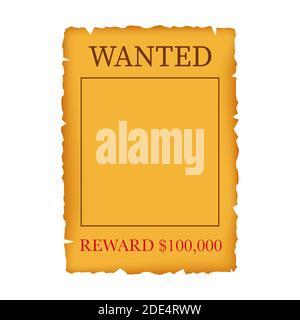 Wanted, dead or alive. Wild west, grunge, old poster on wooden planks. Vector stock illustration Stock Vector