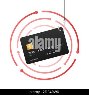 Internet phishing and hacking attack on laptop, vector flat concept. Vector illustration. Stock Vector