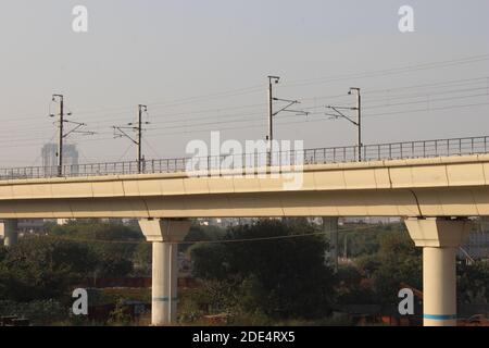 A picture of indian metro train bridge with selective focus Stock Photo