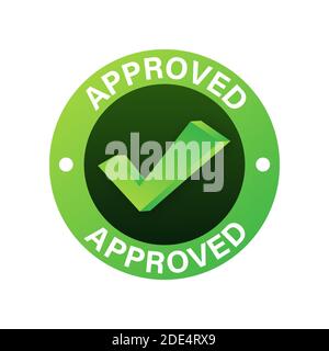 Approved medal. Round stamp for approved and tested product, software and services. Vector stock illustration. Stock Vector