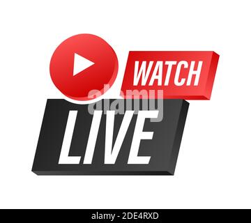 Watch live Badge, icon, stamp, logo. Vector illustration. Stock Vector