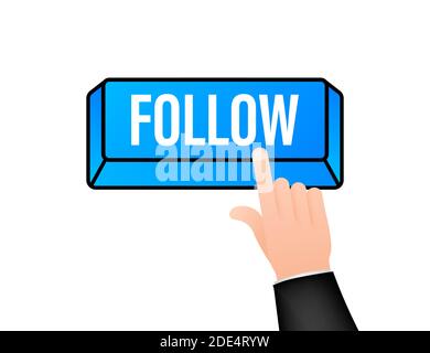 Follow. Hand click icon. Finger click icon. Vector stock illustration. Stock Vector