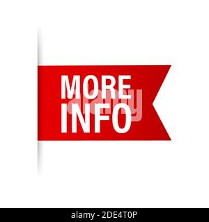 More info red ribbon for paper design. Communication icon symbol. Website template design. Vector stock illustration. Stock Vector