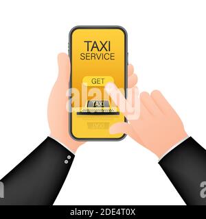 Get a taxi. Taxi banner. Online mobile application order taxi service horizontal illustration. Vector stock illustration. Stock Vector