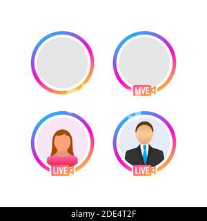 Social media icon avatar frame. Live stories user video streaming. Vector illustration. Stock Vector