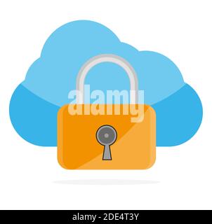 Cloud computing lock security concept vector illustration on a white background Stock Vector