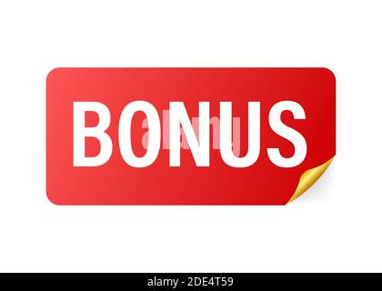 Red banner bonus. Ribbon bonus on white background. Vector illustration. Stock Vector