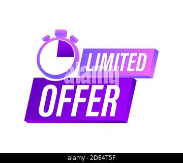 Limited Offer Labels. Alarm clock countdown logo. Limited time offer badge. Vector illustration. Stock Vector