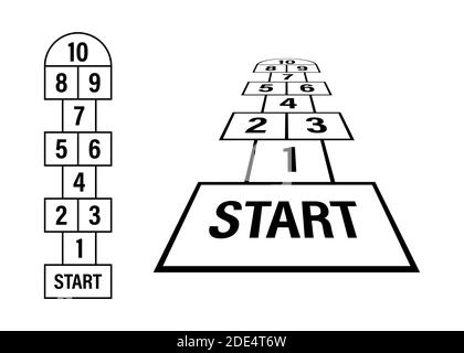 Set of child hopscotch game templates. Vector stock illustration. Stock Vector