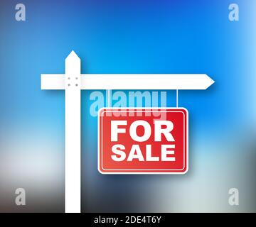 Sale tag. Home for sale sign for marketing design. Vector stock illustration. Stock Vector