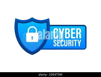 Cyber security vector logo with shield and check mark. Security shield concept. Internet security. Vector illustration. Stock Vector