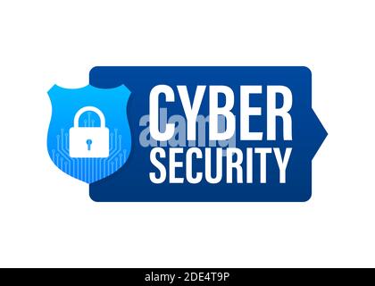Cyber security vector logo with shield and check mark. Security shield concept. Internet security. Vector illustration. Stock Vector