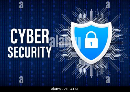 Cyber security vector logo with shield and check mark. Security shield concept. Internet security. Vector illustration. Stock Vector