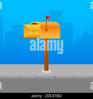 Mail box vector illustration in the flat style. Vector stock illustration. Stock Vector