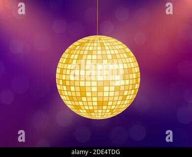 Gold Disco ball icon isolated on grayscale background. Vector stock illustration Stock Vector