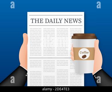 Vector mock up of a blank daily newspaper. Fully editable whole newspaper in clipping mask. Vector stock illustration, Stock Vector