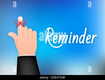 Don t Forget reminder. Rope bow on finger pointing. Vector stock illustration. Stock Vector