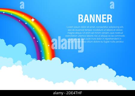 Rainbow. Clouds and rainbow. Vector stock illustration. Stock Vector