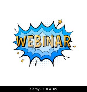 Comic speech bubbles with text webinar. Vintage cartoon illustration. Symbol, sticker tag, special offer label, advertising badge. Vector stock Stock Vector