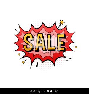 Comic speech bubbles with text Sale. Vintage cartoon illustration. Symbol, sticker tag, special offer label, advertising badge. Vector stock Stock Vector