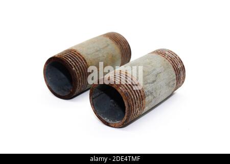 A picture of steel pipes isolated on white background Stock Photo