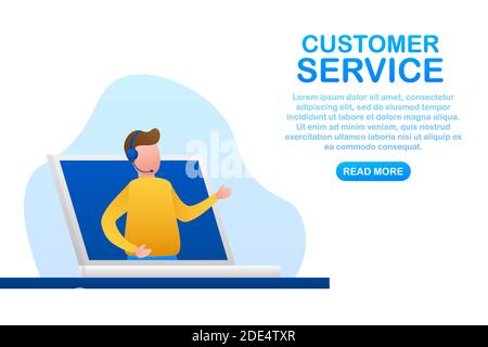 Customer service. Call center landing page. Online support center, assistance. Vector stock illustration. Stock Vector