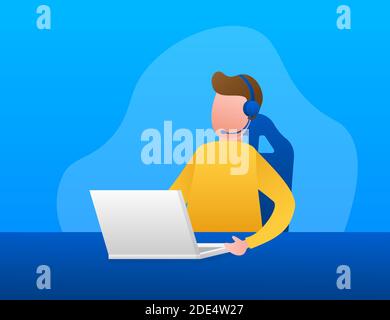 Customer service. Call center landing page. Online support center, assistance. Vector stock illustration. Stock Vector