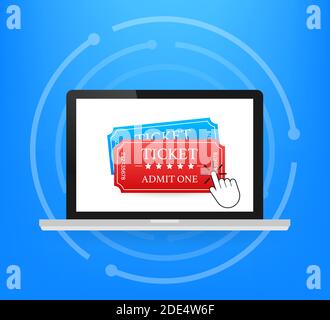 Get your ticket online. Cinema movie ticket online order concept. Vector illustration Stock Vector