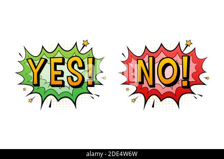 Yes and No speech bubble in pop art style. Feedback concept. Positive feedback concept. Vector stock illustration. Stock Vector