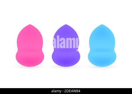 Pink Makeup Blending sponge set for all kinds of cosmetics, foundation. Vector stock illustration. Stock Vector