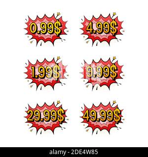 Discount sticker. Template with 99 only. Vector template design. Sale, price tag. Sale banner badge. Special offer price sign. Vector stock Stock Vector