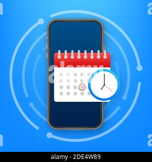 Calendar and clock icon. Wall calendar. Important, schedule, appointment date. Vector stock illustration. Stock Vector