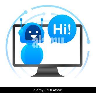 Robot icon. Bot sign design. Chatbot symbol concept. Voice support service bot. Online support bot. Vector illustration. Stock Vector