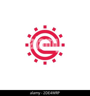 letter e golden sun shine geometric logo vector Stock Vector