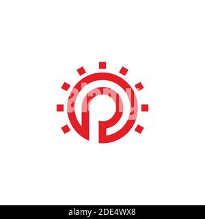 abstract letter p shine light geometric design line logo vector Stock Vector