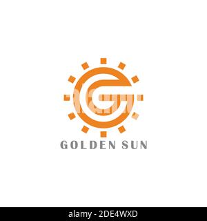 letter g golden sun shine geometric logo vector Stock Vector