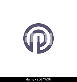 simple letter p stripe circle geometric logo vector Stock Vector