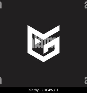 letter mg flat triangle geometry logo vector Stock Vector