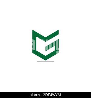 letter mg simple geometric line shadow logo vector Stock Vector